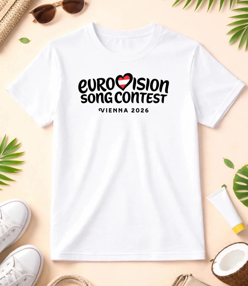 Nouveau t-shirt avec logo de la Viëne Eurovision 2026 : concours de chansons autrichien 2026, t-shir