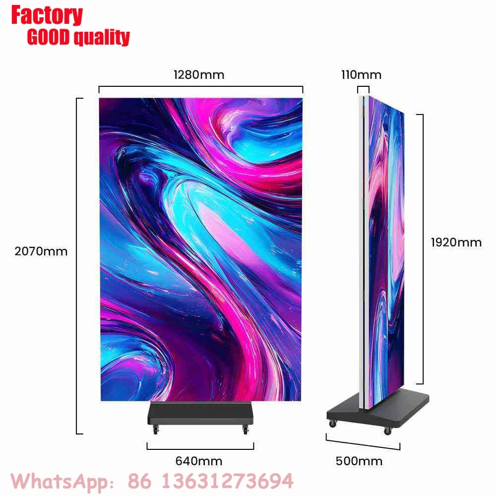Écran d'affichage LED pliable à trois volets, double face, affichage électronique à trois côtés, ban