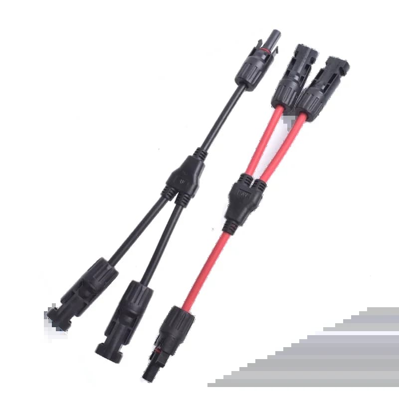 Câble de connecteur photovoltaïque en Y étanche 30A DC1000V IP67 1 à 2 parallèles, fil noir et rouge