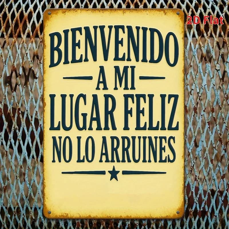 Panneau de bienvenue espagnol, Plaque de décoration murale en fer rustique, salutation humoristique 