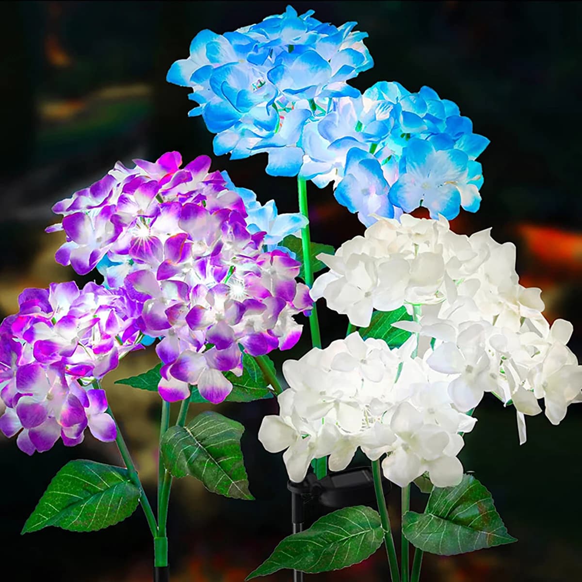 Lampe solaire à fleurs d'hortensia, lumière LED solaire, lampe de pelouse de jardin extérieure, clôt