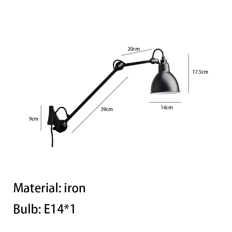 Applique Murale Vintage en Métal Chromé E14, Luminaire Rotatif d'Nik, Disponible en Noir, Jaune, Bla