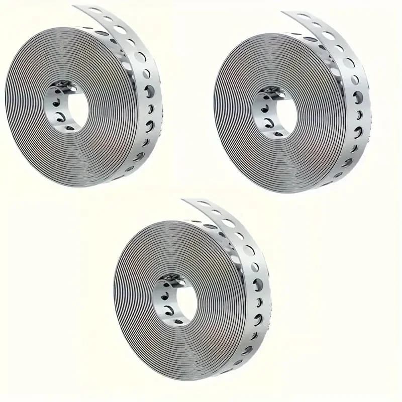 3 rouleaux de bande d'acier galvanisé, bande métallique perforée multifonctionnelle pré-perfée pour 