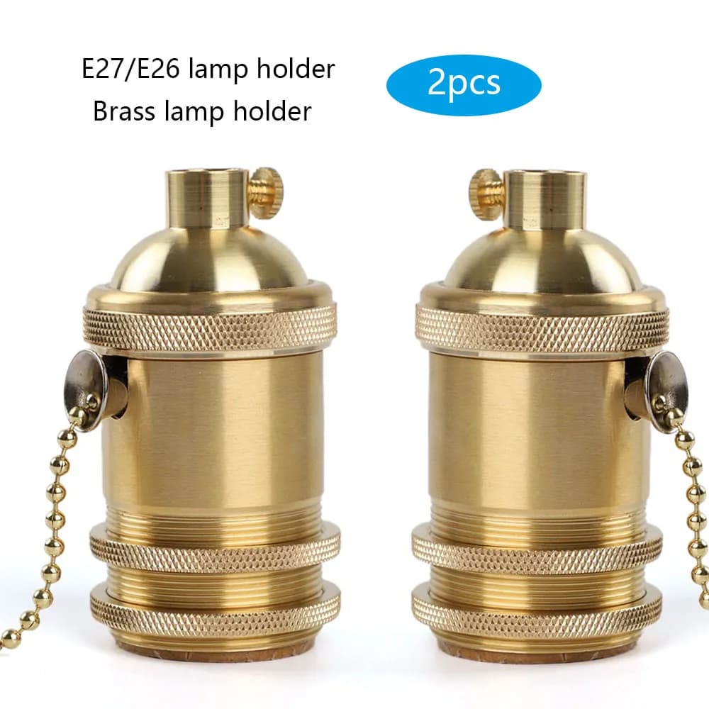 Support de lampe en laiton Antique Vintage avec interrupteur à chaîne de traction, douille E27/E26 p