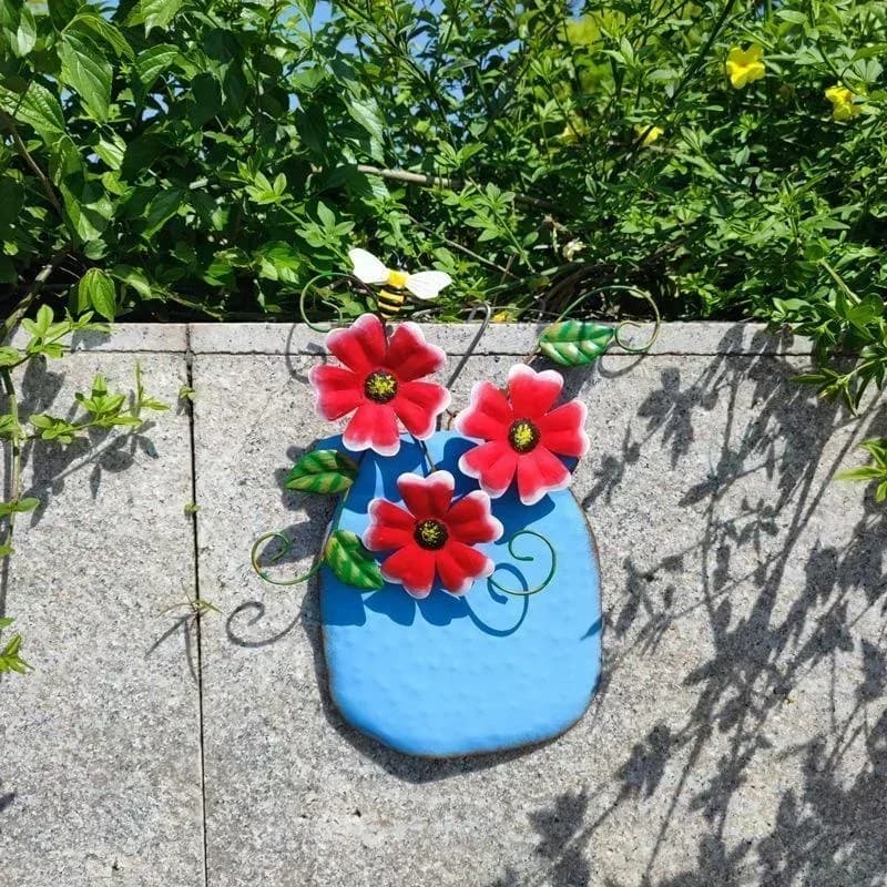 Vases de jardin à fleurs en métal, décoration murale, clôture extérieure, Sculptures artistiques de 