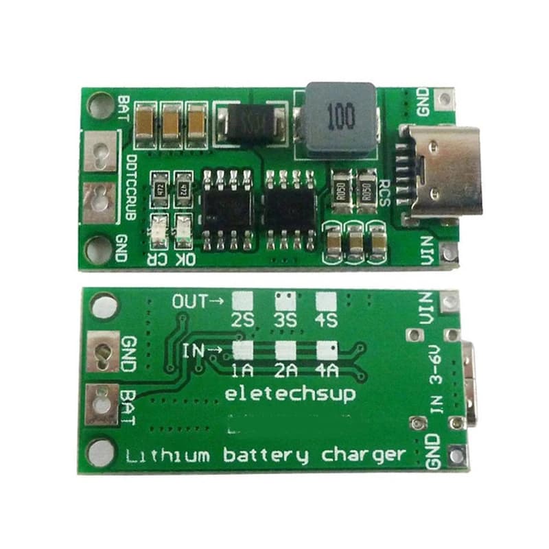 Carte de chargeur de batterie au Lithium de Type C BMS 2S 3S 4s 1A 2A 4A 18650, Module Boost élévate