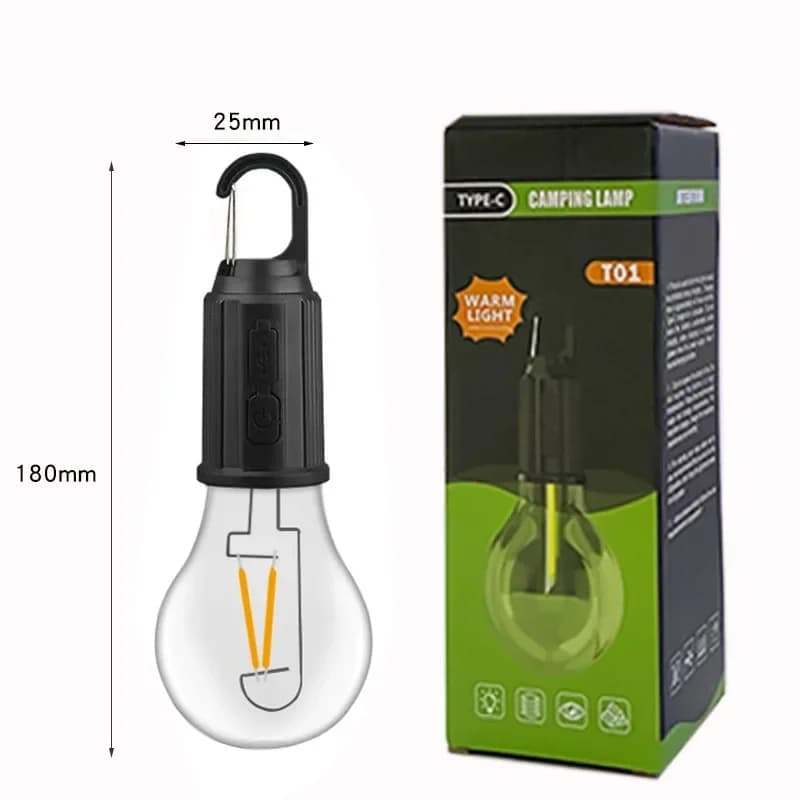 Ampoules LED rechargeables par USB pour l'extérieur, lumière d'urgence à haute luminosité, lanterne 
