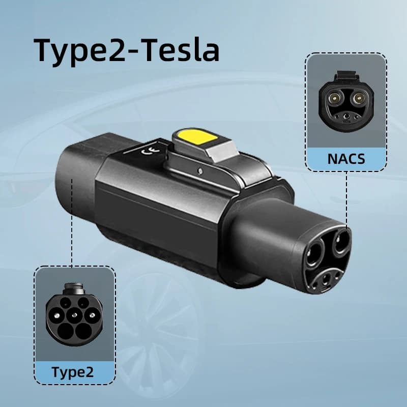 Adaptateur de Type 2 vers Tesla, charge ca 7,2 kw pour Station de charge Type2 vers voiture Tesla mo
