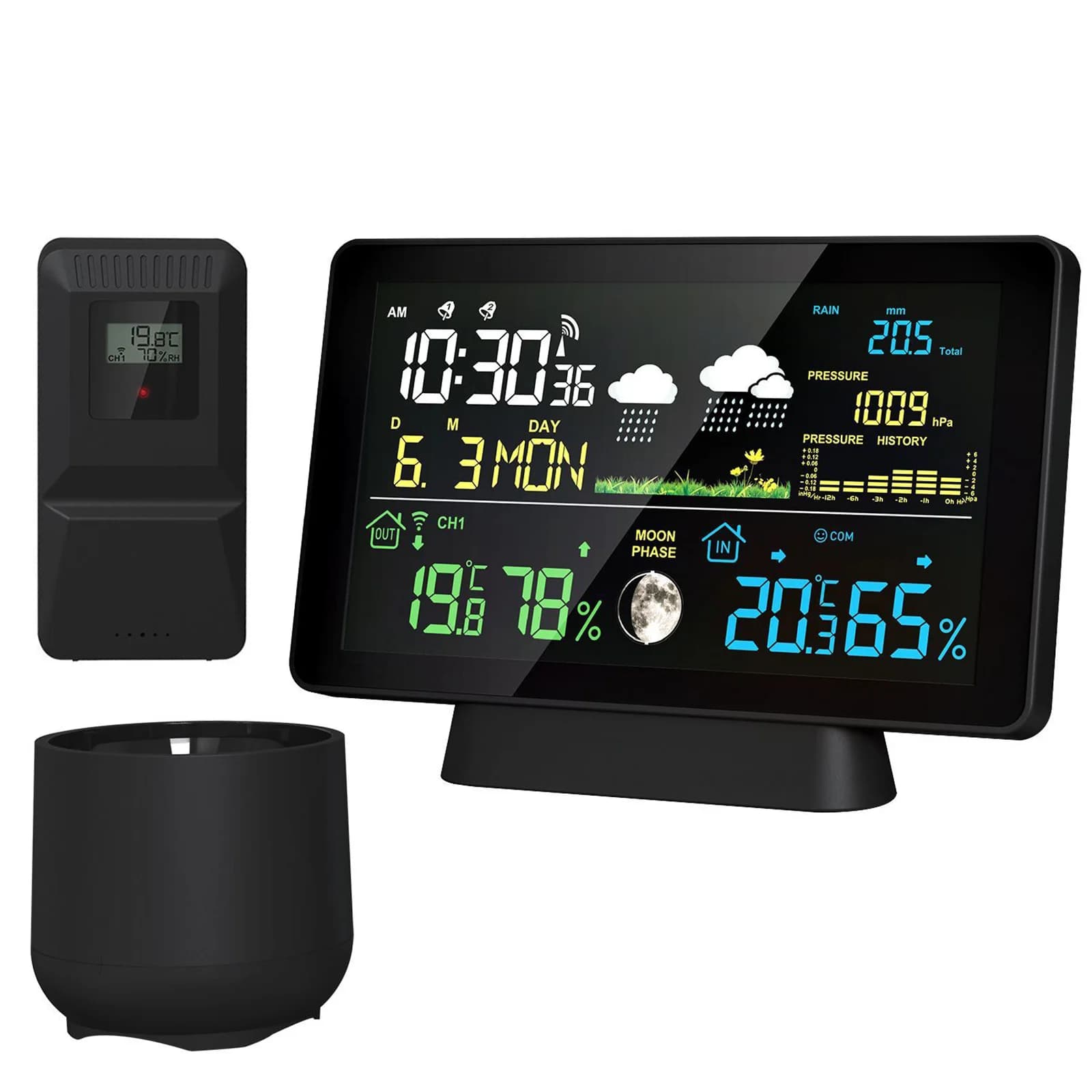 Station météo sans fil intérieure/extérieure, thermomètre, heure, Date, Signal Radio, pression d'air