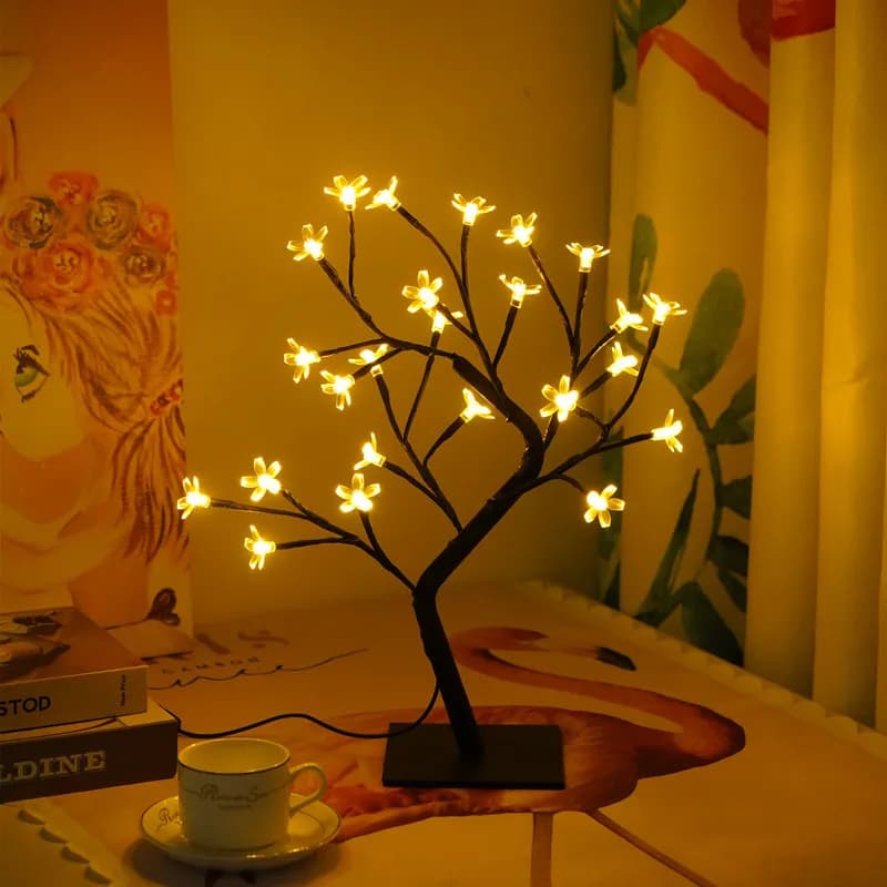 Lampe de Table LED cerise colorée, fleur de cerisier, pour bureau, chambre à coucher, hôtel, boutiqu