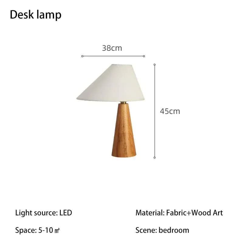 Lampadaire conique en bois massif Wabi Sabi, lampe sur pied en tissu blanc, lampe de chevet pour sal