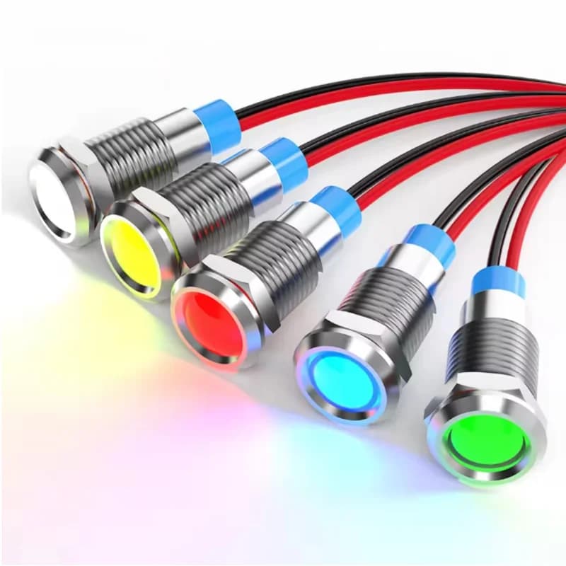 Indicateur lumineux LED en métal étanche, 6mm, signal lumineux avec fil 6V -12V -24V 24V 220V, bouto