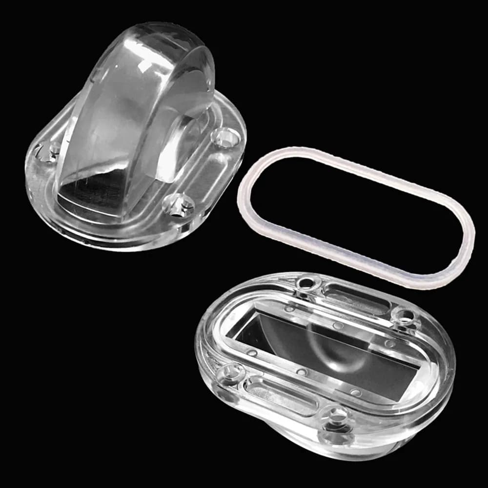 Lentille LED de haute qualité 55,1 x 40 x 31,12 mm avec anneau étanche, lentille de lampe à fenêtre 