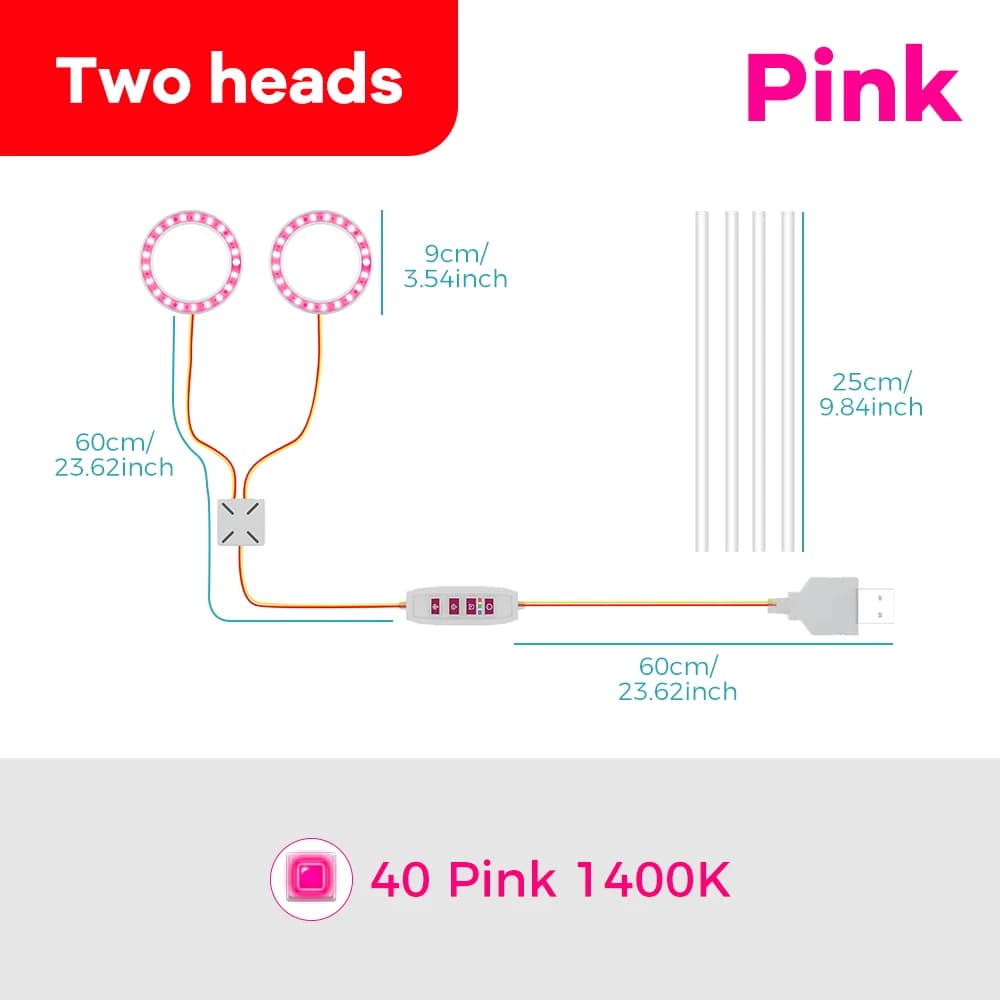 LED plante poussent la lumière USB 5V spectre complet hydroponique minuterie à intensité variable ma
