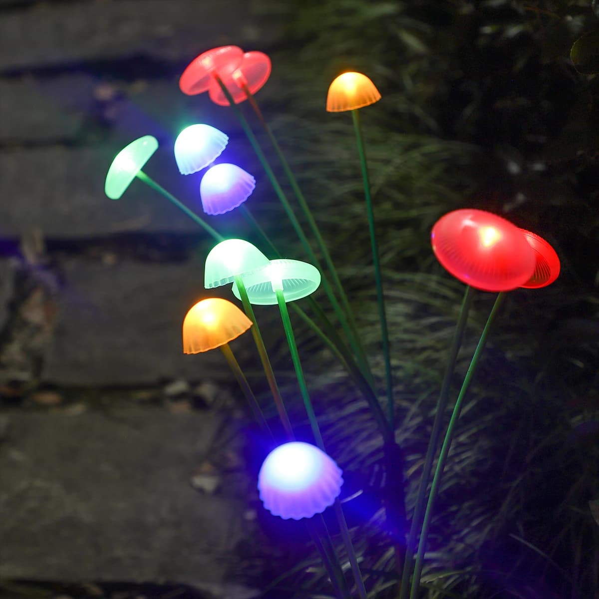 Lampe solaire LED en forme de champignon et de méduse, utilisée pour l'éclairage extérieur de décora
