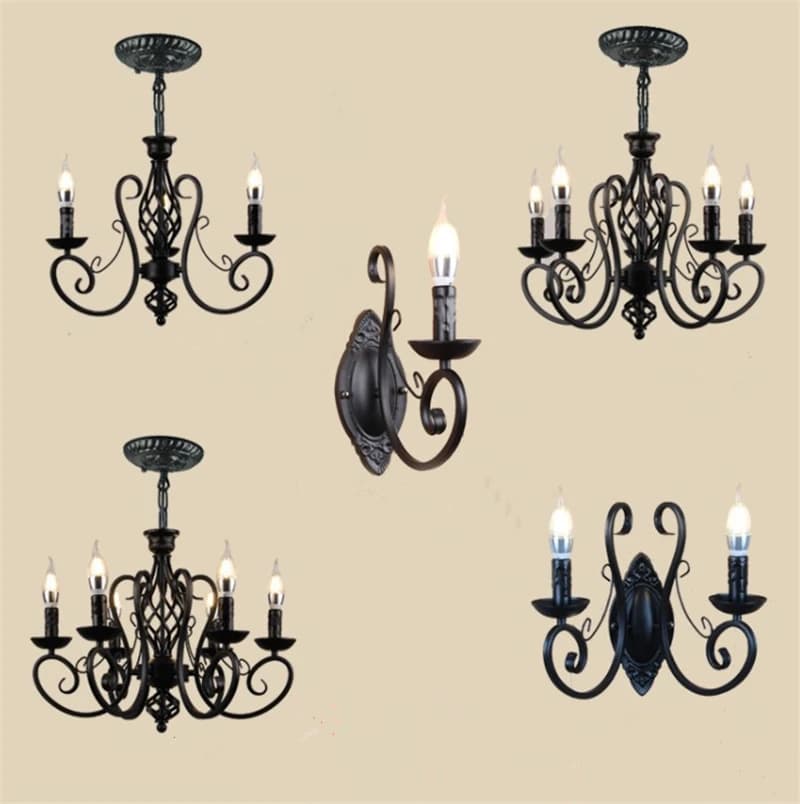 Lustre industriel rétro en fer forgé, lampe noire, pour Loft, salon, Bar, Restaurant, E14