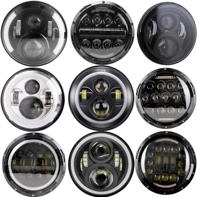 Phare Led rond de 7 pouces, faisceau haut et bas, yeux d'angle Halo, DRL, pour moto Wrangler Lada niva hors route 4x4