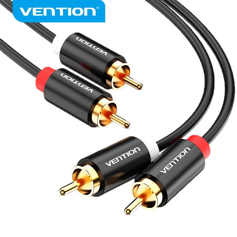 Vention-Câble Audio 2RCA vers 2RCA Mâle vers Mâle, Plaqué Or, pour Amplificateur TV, Home Cinéma, Haut-Parleur, Mx, 1m, 2m