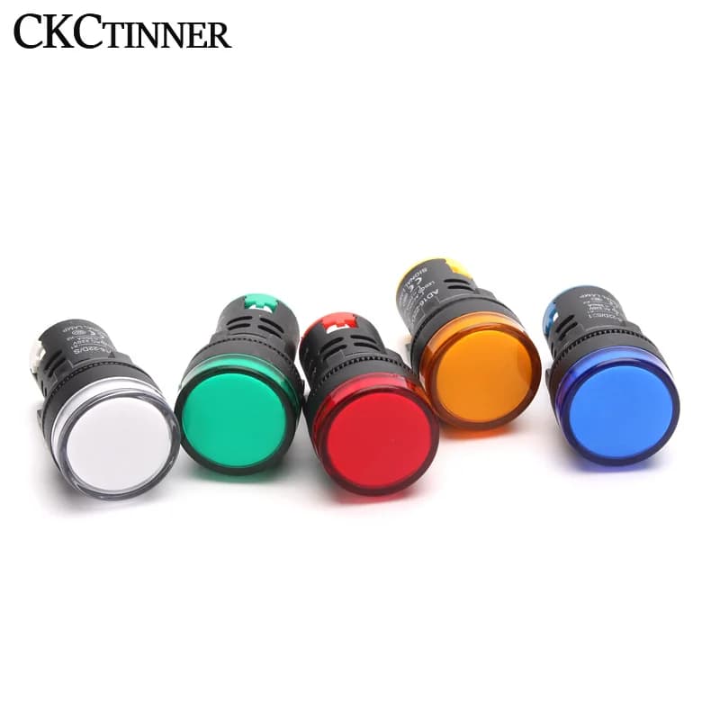 1 pièces 22mm voyant 12V 24V 220V 380V LED indicateur d'alimentation