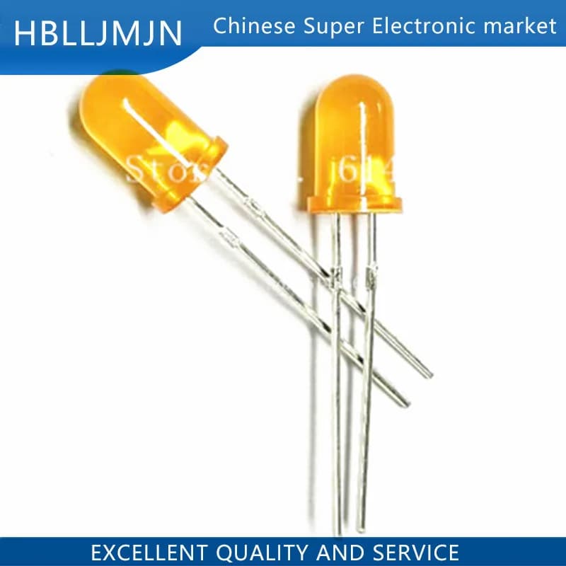 Diode led ambre orange de 5mm, 50 pièces, lampe à émission ultra brillante, grand Angle de 5mm
