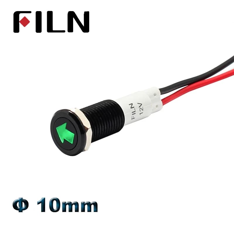 10mm voiture 12v indicateur LED panneau de tableau de bord symbole d'avertissement rouge vert bleu blanc ambre lampe pilote fil étanche leader