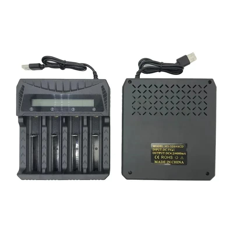 Chargeur de Batteries 18650 chargeur Intelligent à 4 emplacements chargeur universel Intelligent avec affichage LED pour Batteries au Lithium rechargeables
