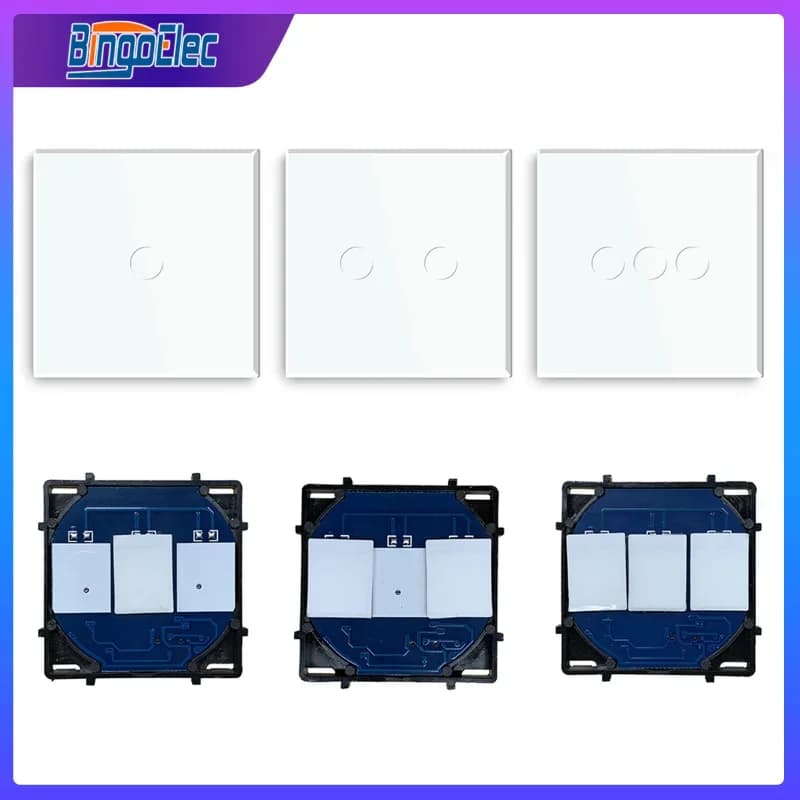 Panneau Bingoelec pour interrupteur d'éclairage, verre pour interrupteur tactile mural, pièce de bricolage avec verre de cristal perlé, panneau unique 86mm 157mm