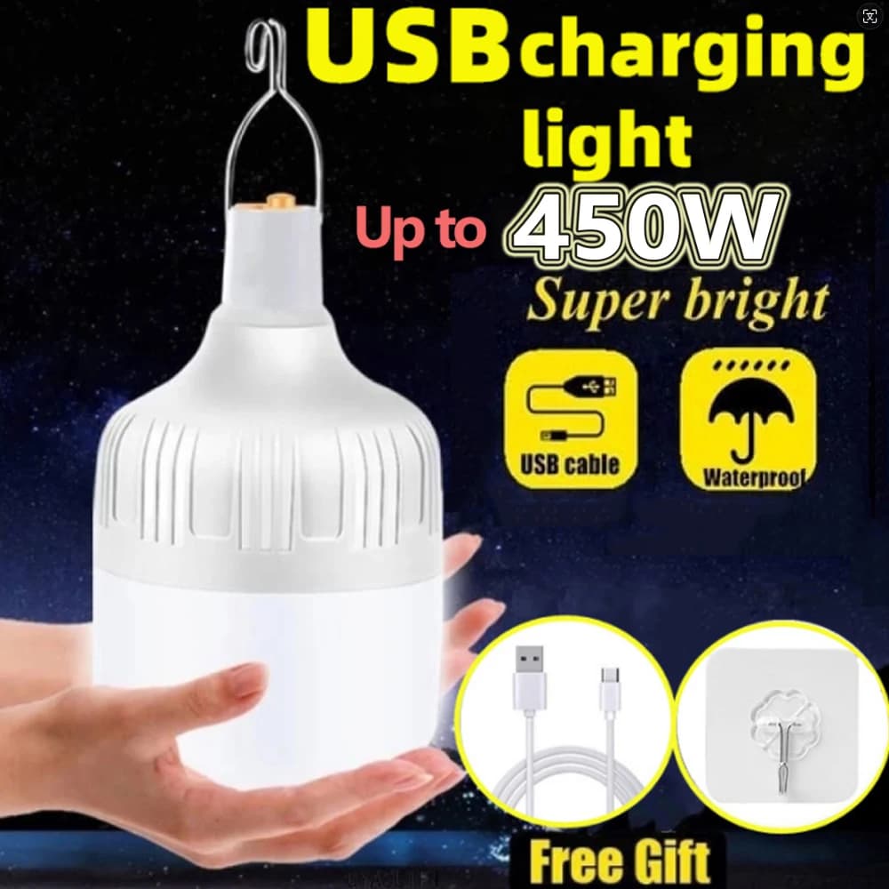 Ampoules LED rechargeables par USB pour l'extérieur, lumière d'urgence à haute luminosité, lanterne Portable pour Camping et pêche, veilleuses