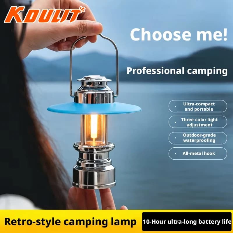 Lampe portable rétro style Hurricane, lumière d'ambiance à flamme chaude, rechargeable, pour camping en extérieur, lampe à main suspendue, cadeau créatif