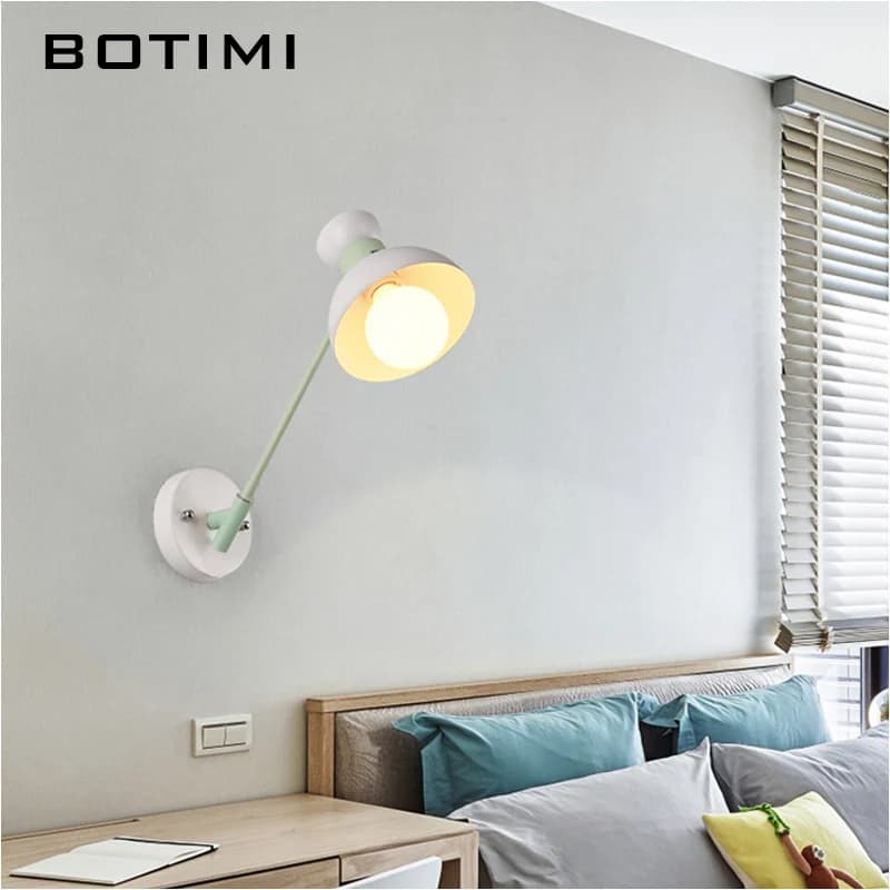 BOTIMI nordique mur LED lampe moderne applique murale réglable Luminaira lampe de chevet abat-jour en métal blanc lecture luminaire
