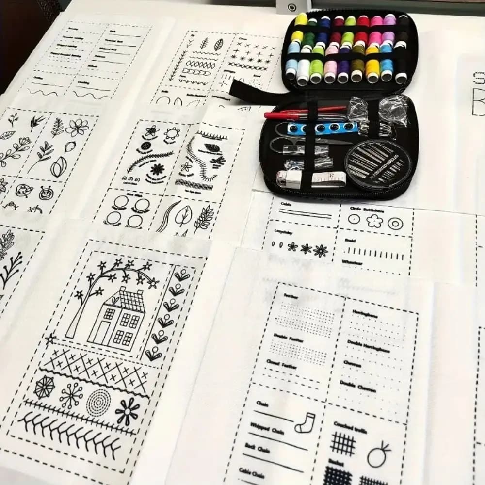 86 pièces/ensemble 106 modèles broderie point livre Kit couture à la main échantillon Page tout-en-un bricolage point livre lin feutrage