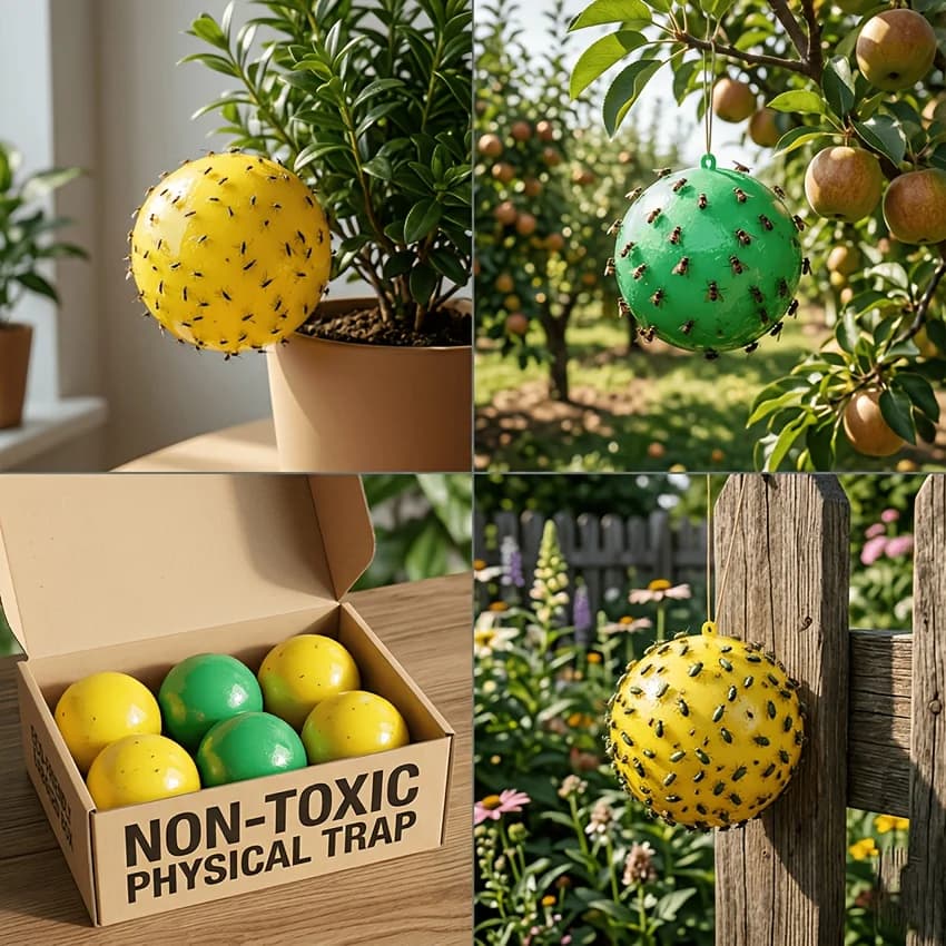 4 pièges à mouches durables - Élimination des mouches des fruits et des insectes - Imperméables, résistants à la chaleur, idéaux pour la lutte antiparasitaire intérieure et extérieure