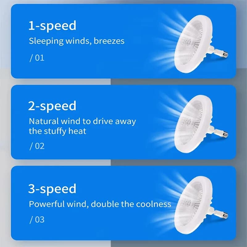 Lampe de ventilateur de plafond d'intérieur moderne 30W 360 ° Rotation avec télécommande E27 salon chambre éclairage LED lumières décoratives 2in1