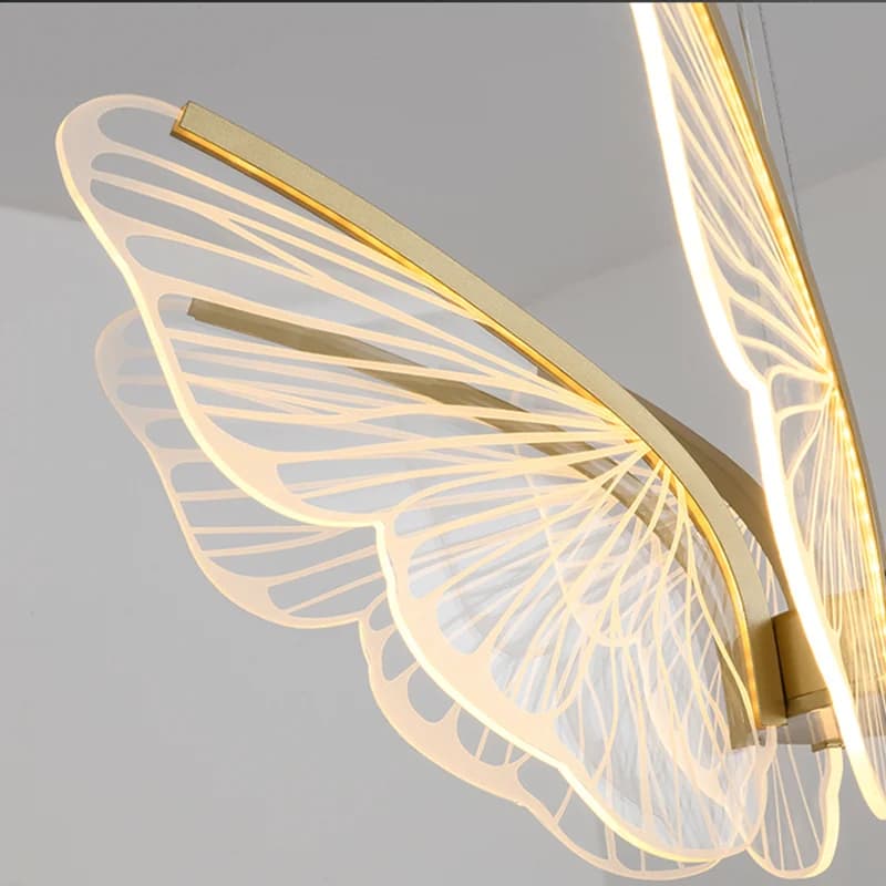 Lampe suspendue moderne pour salon, luminaire suspendu pour la décoration de la maison, lustre rond LED en forme de papillon, corps de lampe électro-plaqué