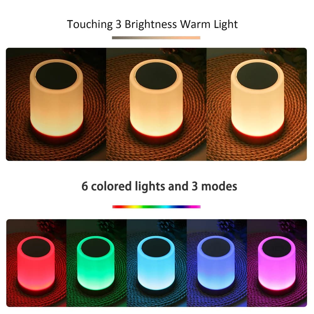 Touchez la veilleuse, lampe de table, lampe de chevet de chambre à coucher, lumière de couleur, lumière ambiante, lumière changeante de couleur, chargement USB à intensité variable