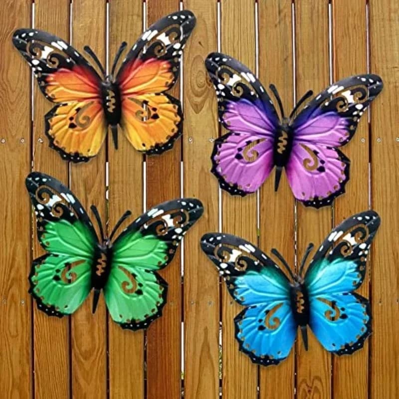 Papillon en métal pour la décoration de jardin, grand mur extérieur, art de la maison, beauté sur le mur, clôture, hangar