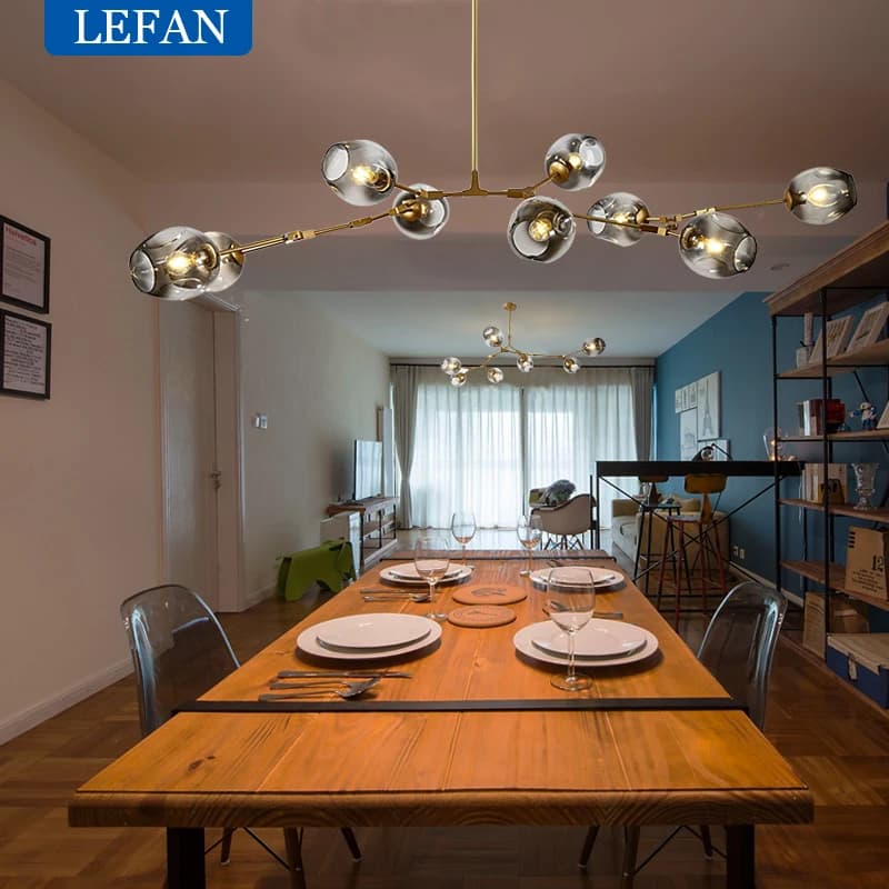 Lustre à bulles en verre moderne pour salon salle à manger île Suspension lampe lumière concepteur Branching luminaires Luminaire suspendu