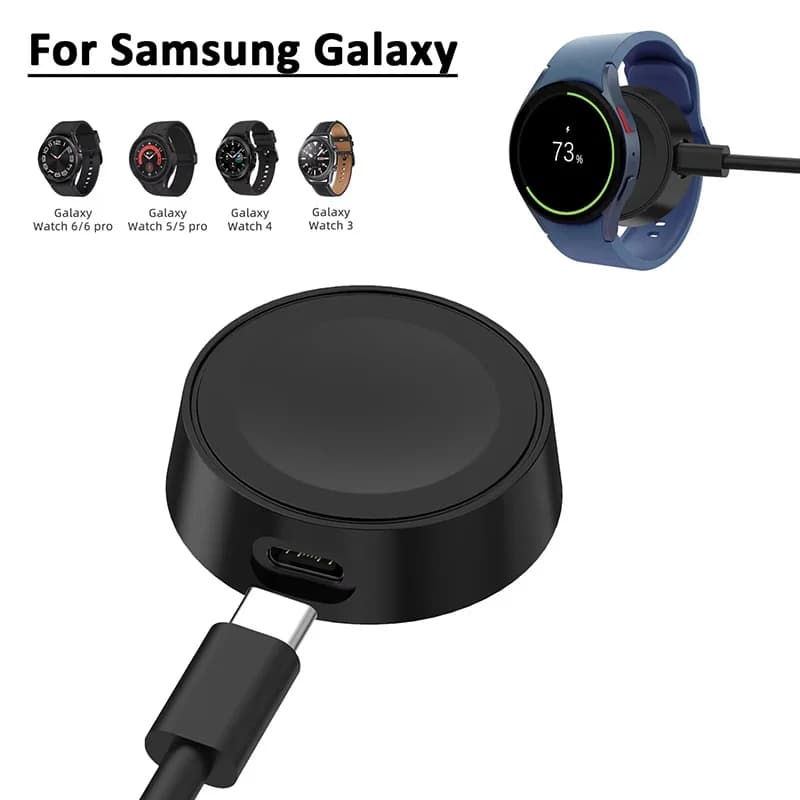 Mini chargeur sans fil pour smartwatch, chargeur sans fil portable pour Samsung Galaxy Watch 7 6 5 4 Samsung Active 2 1, chargeur rapide et sûr