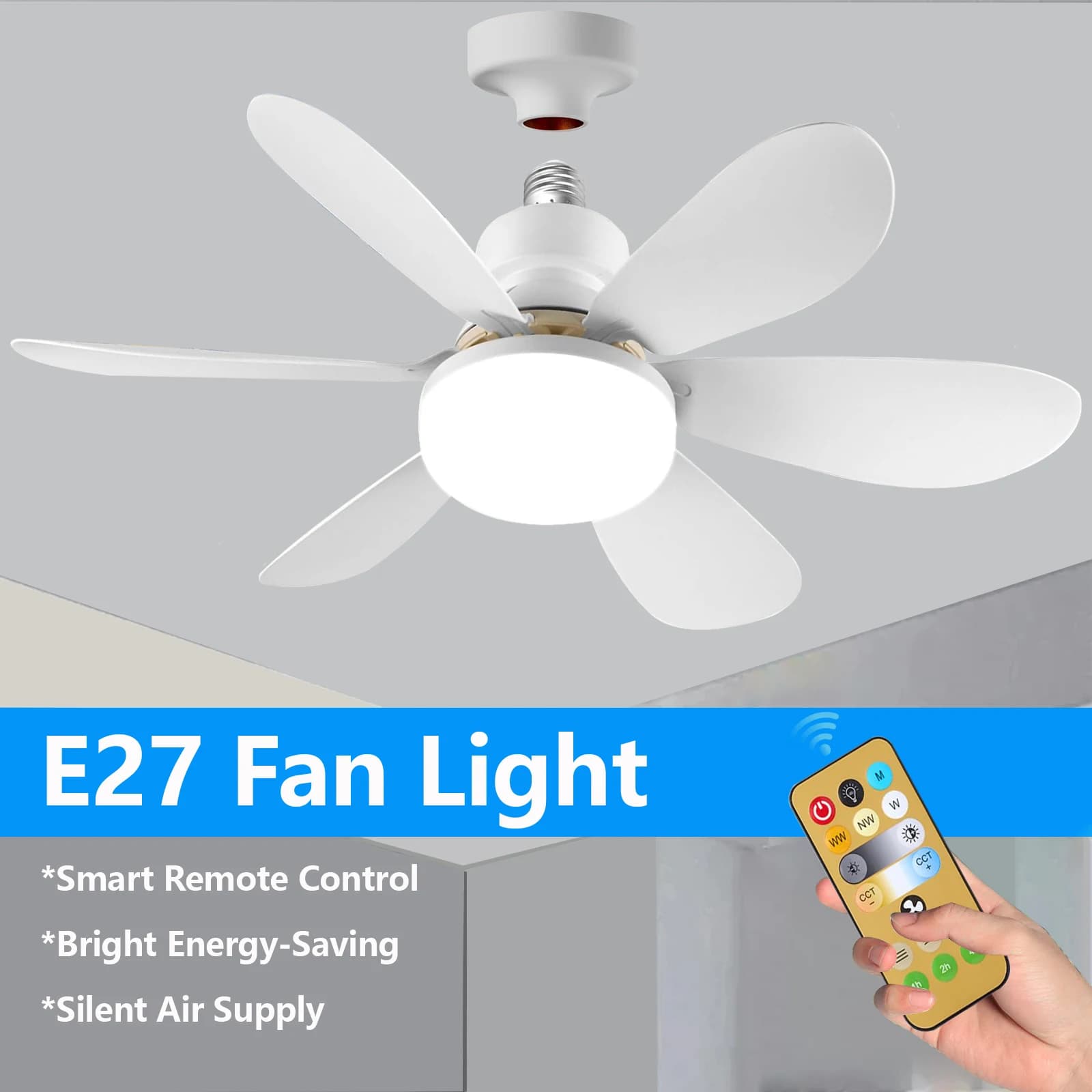 IRALAN plafond moderne lumière LED ventilateur 52 CM 42 CM silencieux avec télécommande ventilateur de plafond lampe pour chambre bureau étude cuisine
