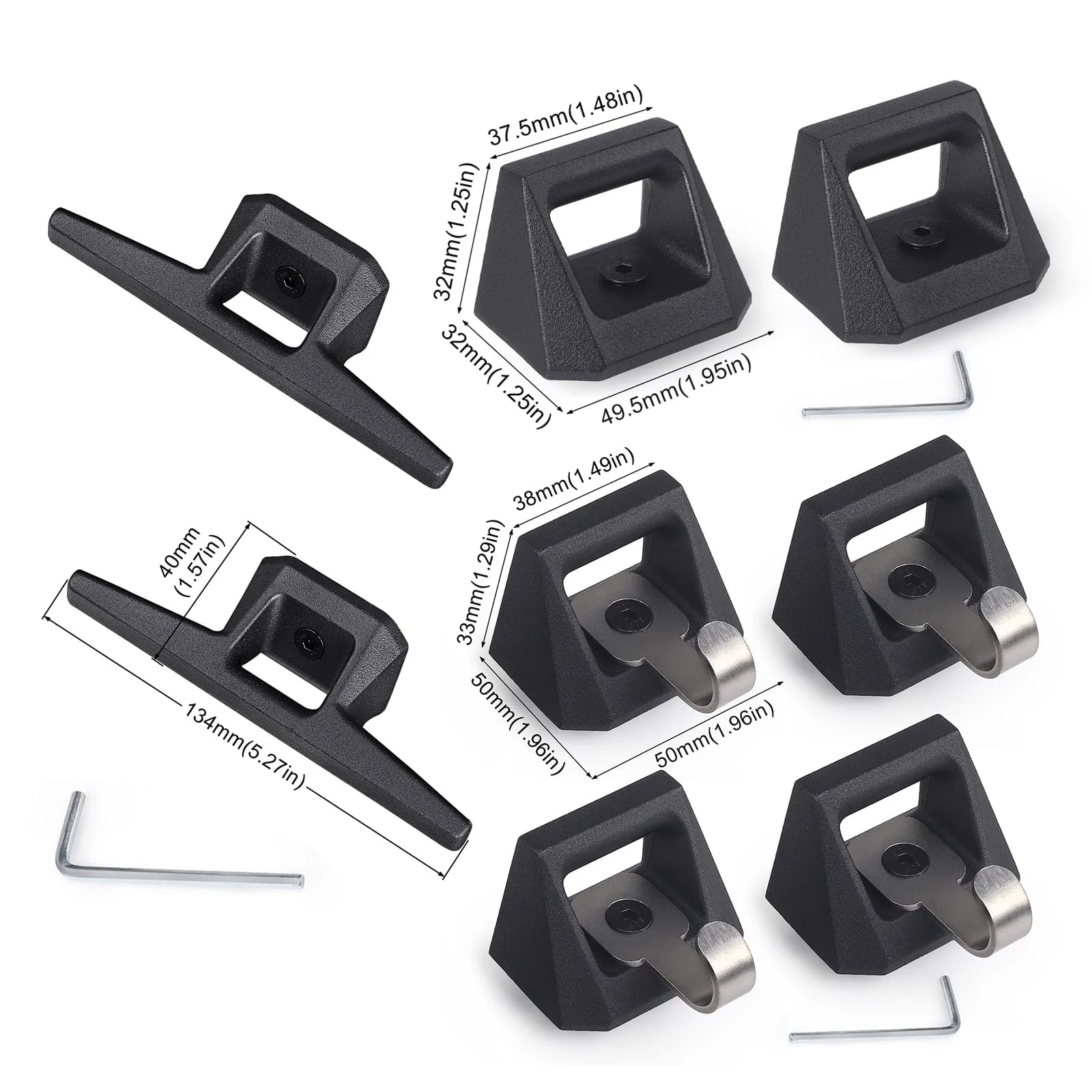 Pour Tesla Cybertruck 2024 – Ensemble d'accessoires de rail arrière en aluminium noir avec anneaux de traction, équipement automobile, 4 crochets, 2 anneaux en D, 1 ouvre-boîte