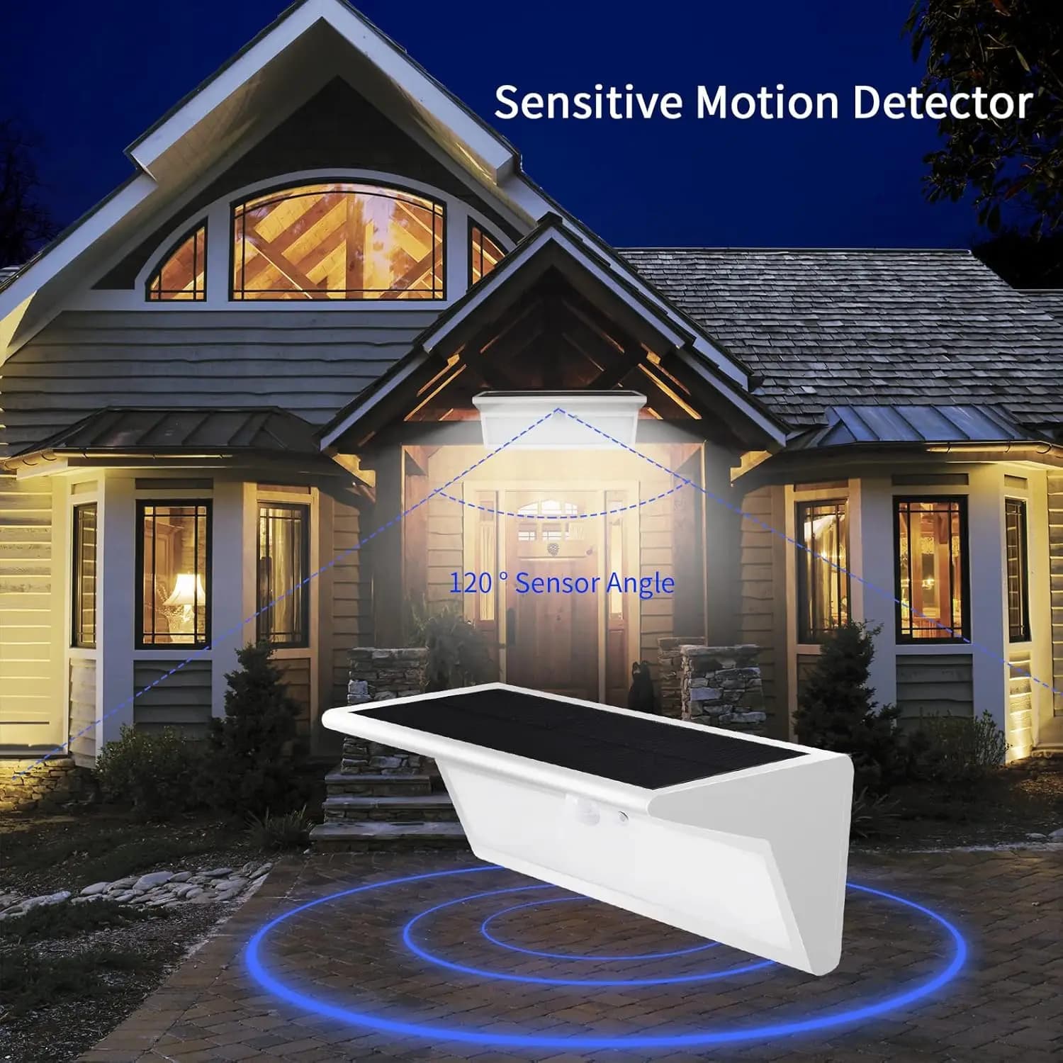 Panneau solaire LED lumières extérieur étanche lampe de jardin capteur de mouvement 4 modes d'éclairage pour mur sécurité cour Patio clôture rue