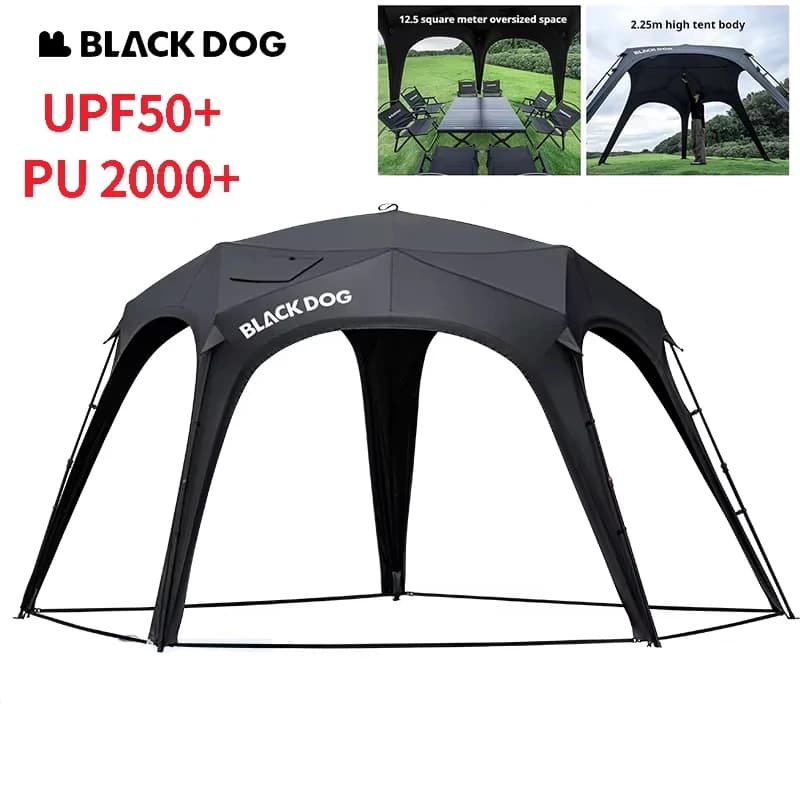 Naturehike Star Dome Pentagonal, dôme à ouverture rapide avec ouverture pour cheminée, surface d'ombrage de 12,5 m², corps de tente de 2,25 m de hauteur avec fermeture éclair