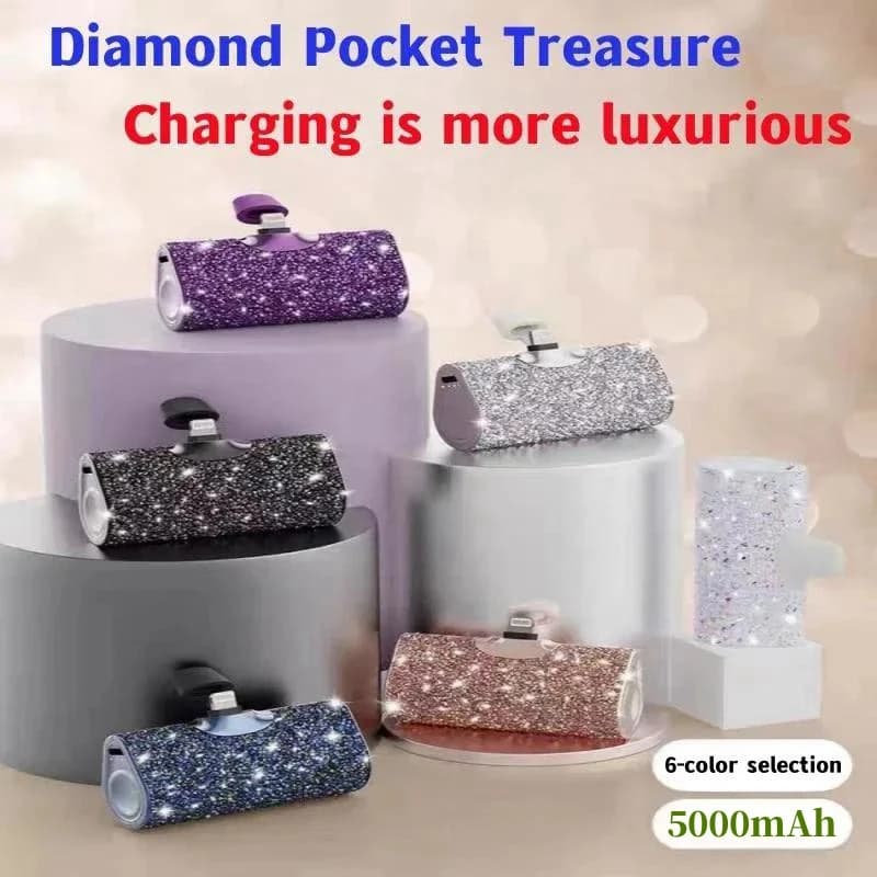Ins-Mini Power Bank Intelligente, Chargeur Portable, 5000mAh, Diamant Brcorporelle, Porket Flash Mobile, Batterie, Cadeau Mode Fille