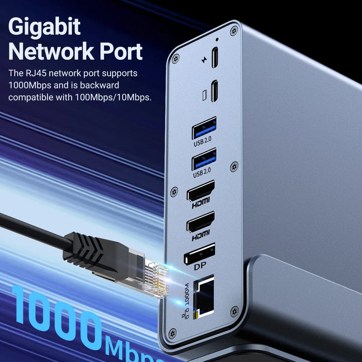 Station d'accueil USB-C 15 en 1, HUB type-c 4K60Hz avec HDTV * 2 + PD 100W + USB 2.0/3.0 + SD + TF + RJ45 Ethernet + Audio 3.5mm + VGA pour ordinateur portable
