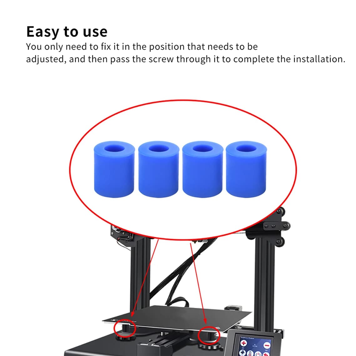 Pièces d'imprimante 3D : Colonne de nivellement de plateau chauffant en silicone solide haute température, accessoires pour imprimantes 3D CR-10/CR10S Ender-3