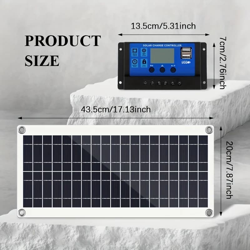 Panneau solaire 12V avec contrôleur, chargeur de téléphone ou chargement solaire, adapté aux systèmes de camping et de randonnée en plein air hors réseau