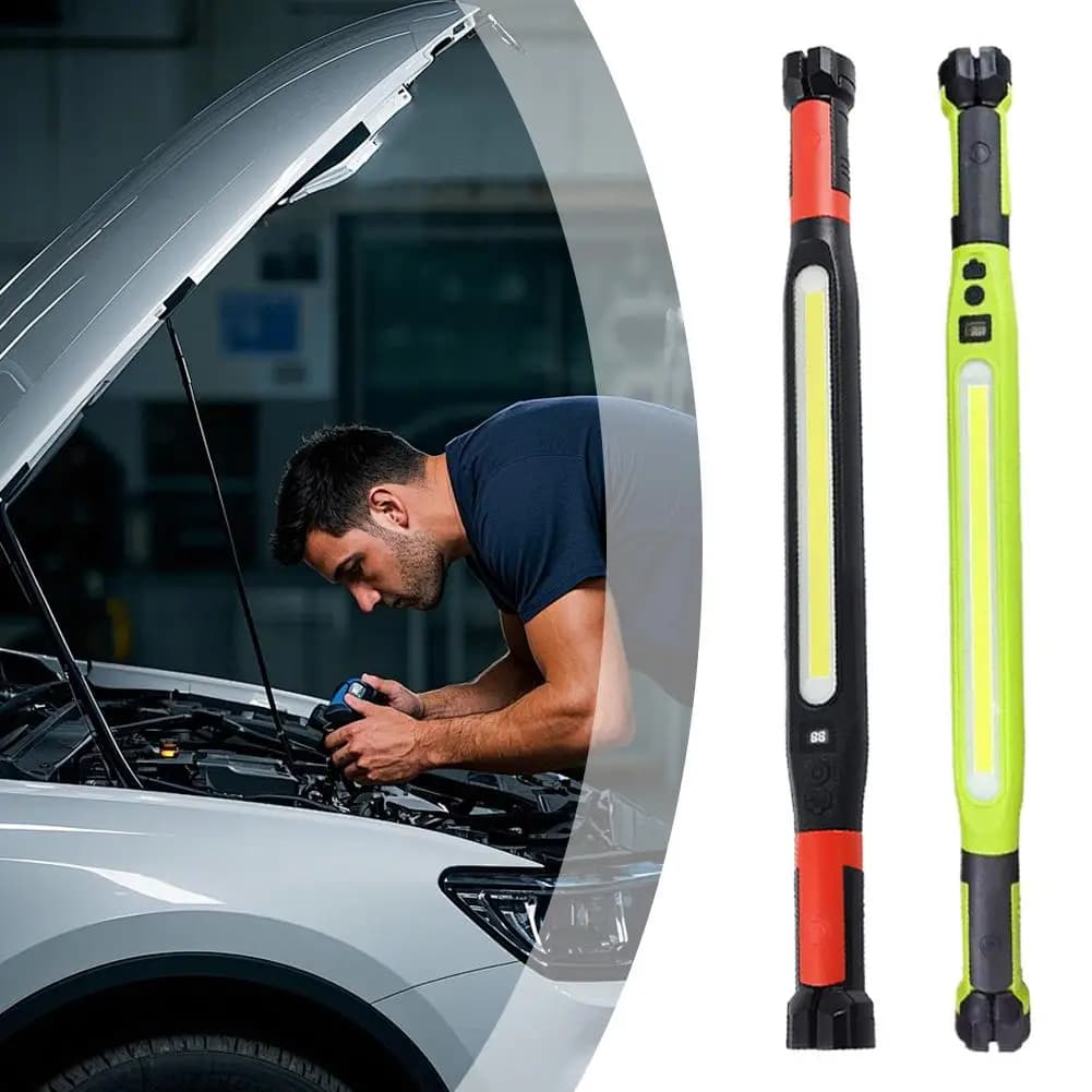 Lampe de travail LED rechargeable pour mécanicien, avec crochet, luminosité réglable, lampe d'urgence, lampe torche pivotante à 360 degrés pour réparation automobile