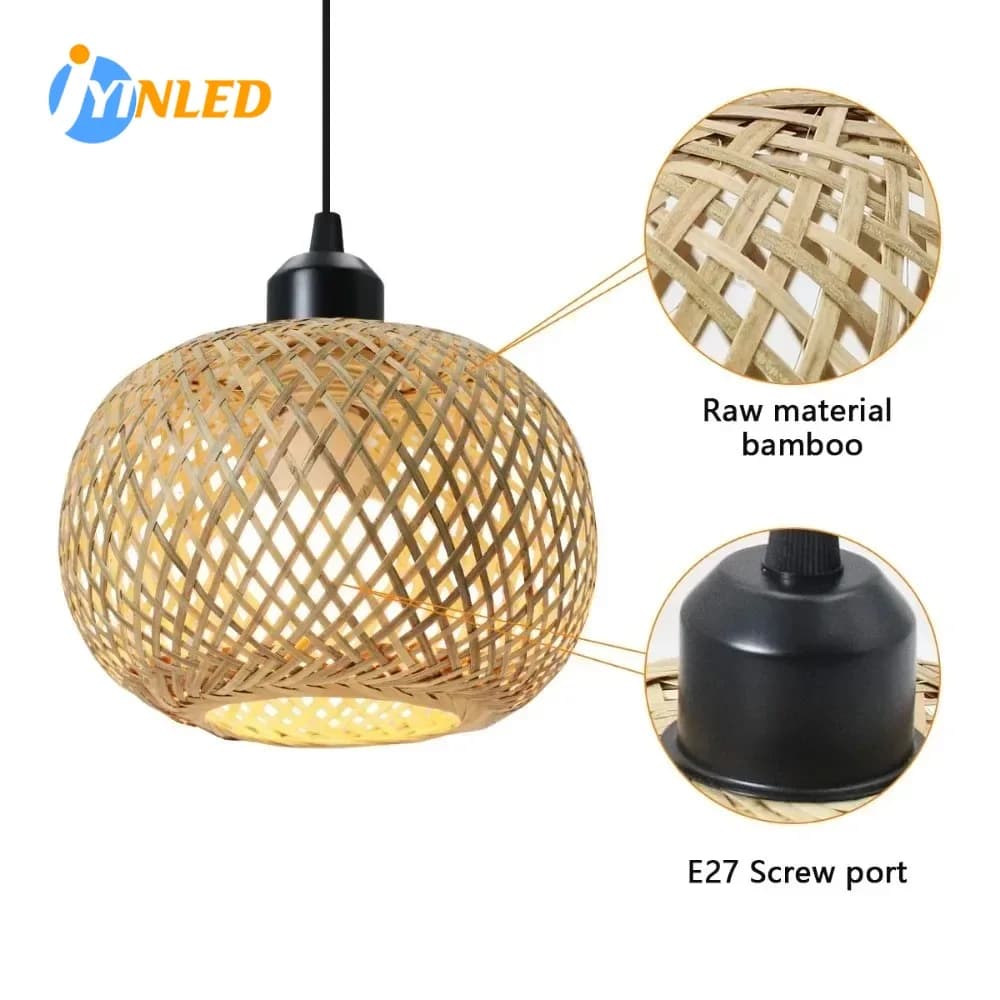 Lampe Suspendue en Bambou Tissé à la Main, Lustres de Style Chinois, Pastorale, Vintage, pour Restaurant, Chambre à Coucher, Décor