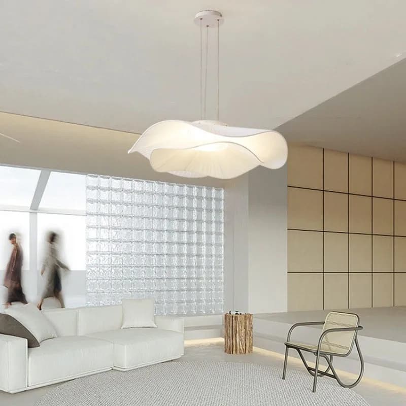 Lustres en tissu blanc LED modernes, lampe de table à manger minimaliste, chambre à coucher, salle à manger, salon, lustre suspendu, lampes d'intérieur