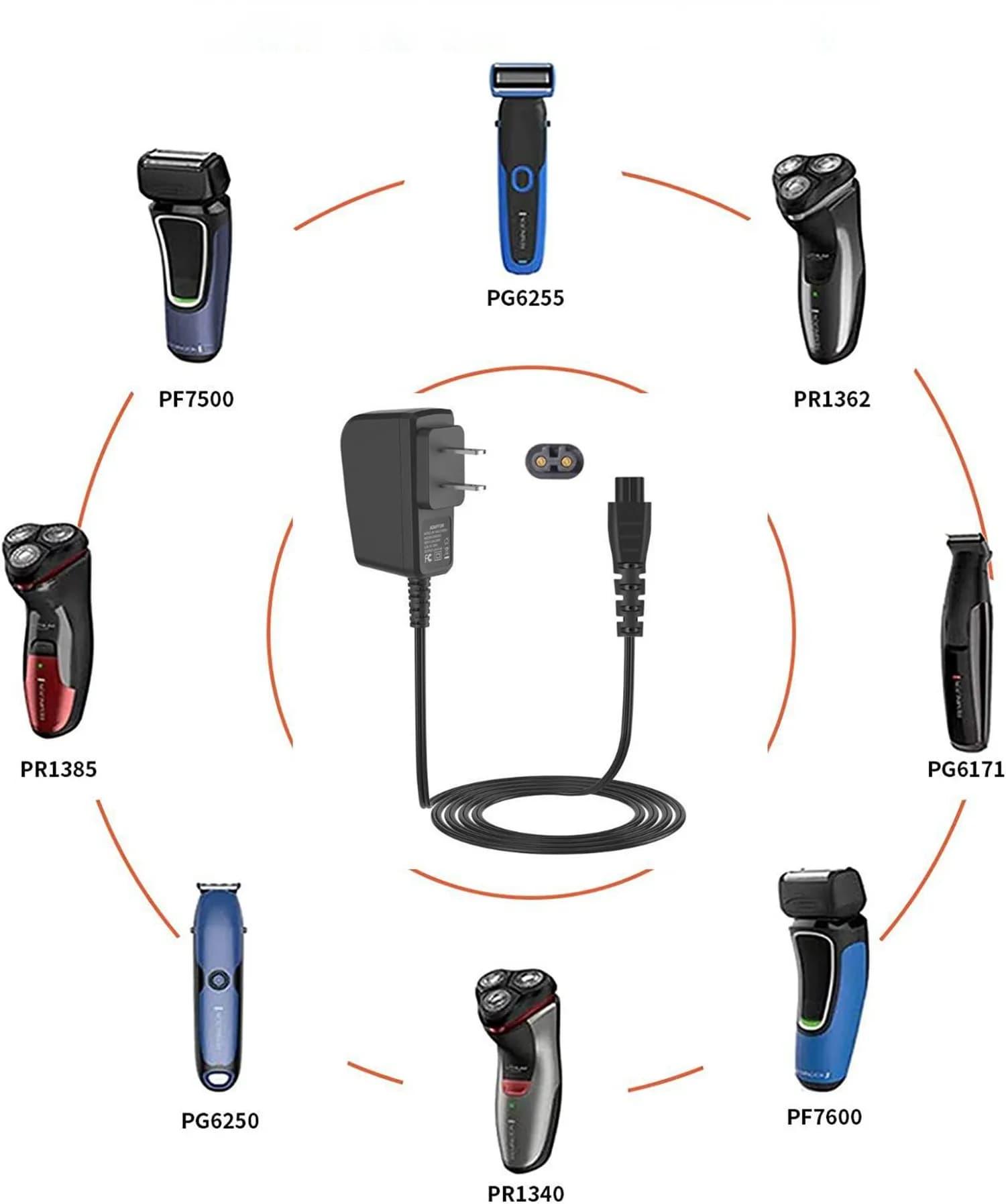 Pour Remington Rasoir Chargeur PA-0510N, 5V Chargeur rette pour Remington Rasoir HC5870 HC4250 PF7500 PF7femelle ical6170 ical6171 ical6250 XF8